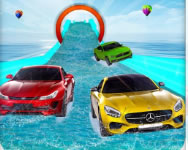 Water slide car stunt racing game 3d