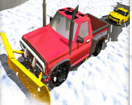 Winter snow plow jeep driving